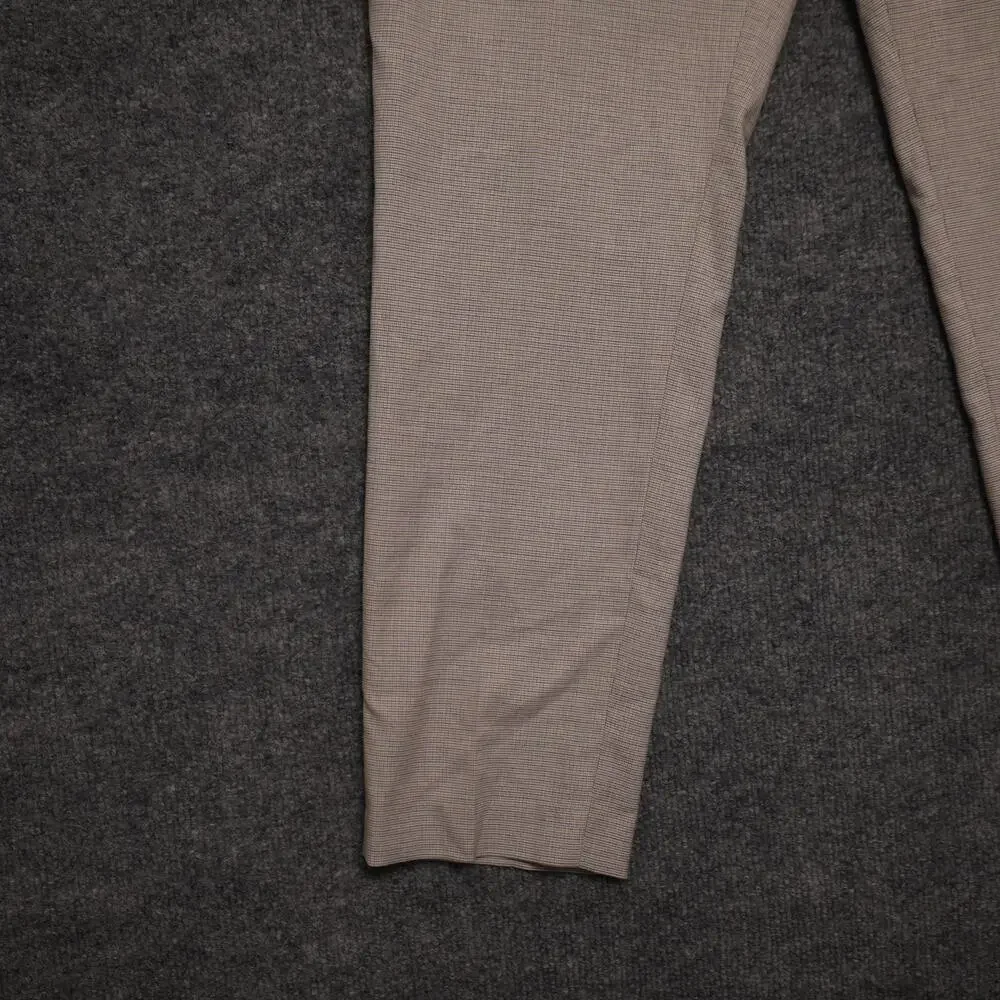 Uniqlo Dress Pants Mens 31x29 Beige Check Slim Fit Stretch Elastic Waist Office